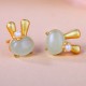 925 Sterling Silver Hetian Jade Rabbit Pearl Abundance Earrings 925 Sterling Silver Hetian Jade Rabbit Pearl Abundance Earrings