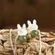 Tridacna Stone Rabbit Hetian Jade Luck Earrings Tridacna Stone Rabbit Hetian Jade Luck Earrings