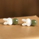 Tridacna Stone Rabbit Hetian Jade Luck Earrings Tridacna Stone Rabbit Hetian Jade Luck Earrings