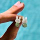 Tridacna Stone Rabbit Hetian Jade Luck Earrings Tridacna Stone Rabbit Hetian Jade Luck Earrings
