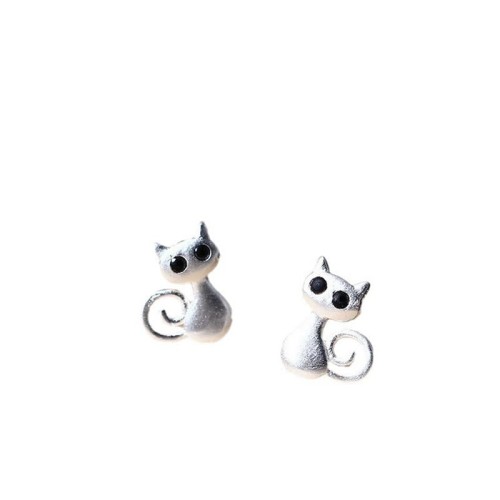 925 Sterling Silver Cute Cat Kitten Blessing Stud Earrings 925 Sterling Silver Cute Cat Kitten Blessing Stud Earrings