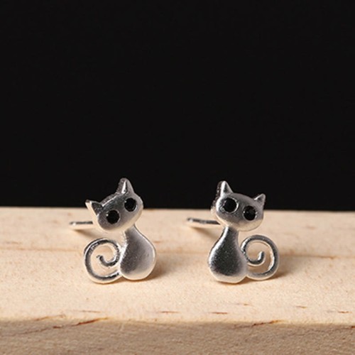 925 Sterling Silver Cute Cat Kitten Blessing Stud Earrings 925 Sterling Silver Cute Cat Kitten Blessing Stud Earrings