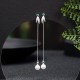 925 Sterling Silver Zircon Pearl Bamboo Leaves Protection Earrings