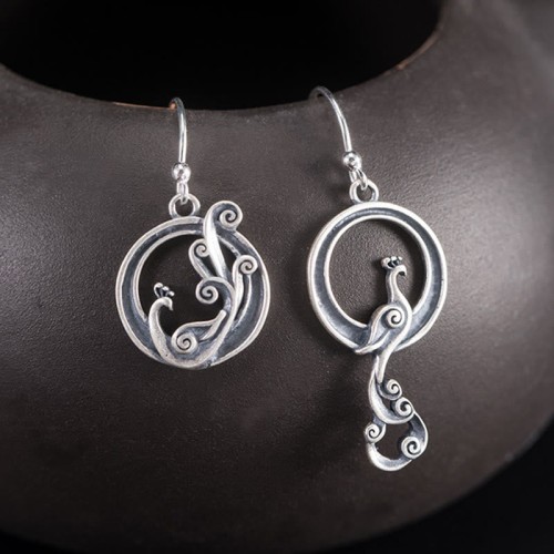 925 Sterling Silver Peacock Fortune Earrings 925 Sterling Silver Peacock Fortune Earrings