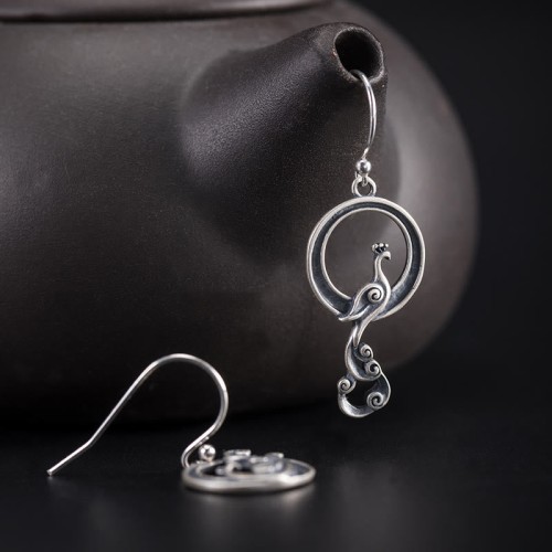 925 Sterling Silver Peacock Fortune Earrings 925 Sterling Silver Peacock Fortune Earrings