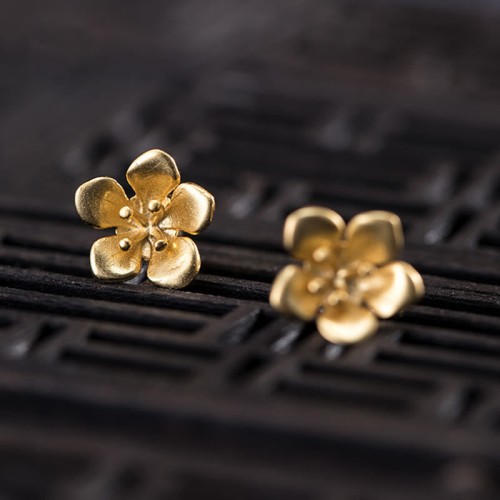 925 Sterling Silver Golden Peach Blossom Balance Earrings 925 Sterling Silver Golden Peach Blossom Balance Earrings