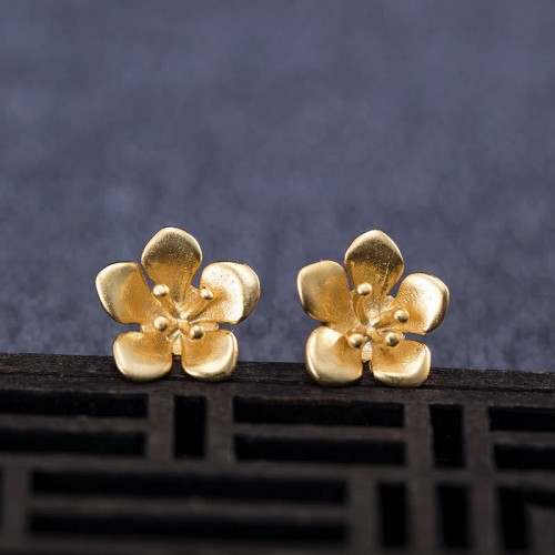 925 Sterling Silver Golden Peach Blossom Balance Earrings 925 Sterling Silver Golden Peach Blossom Balance Earrings