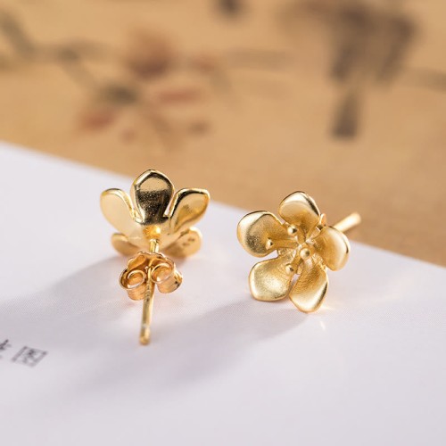 925 Sterling Silver Golden Peach Blossom Balance Earrings 925 Sterling Silver Golden Peach Blossom Balance Earrings