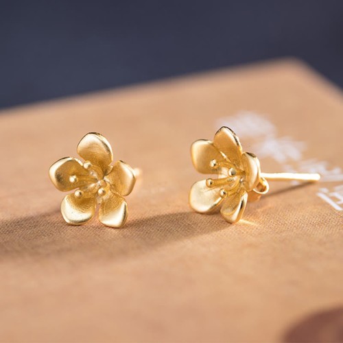 925 Sterling Silver Golden Peach Blossom Balance Earrings 925 Sterling Silver Golden Peach Blossom Balance Earrings