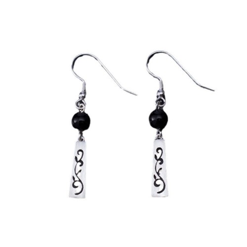 925 Sterling Silver Black Onyx Vine Protection Drop Earrings 925 Sterling Silver Black Onyx Vine Protection Drop Earrings