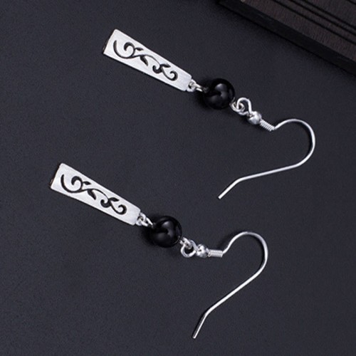 925 Sterling Silver Black Onyx Vine Protection Drop Earrings 925 Sterling Silver Black Onyx Vine Protection Drop Earrings