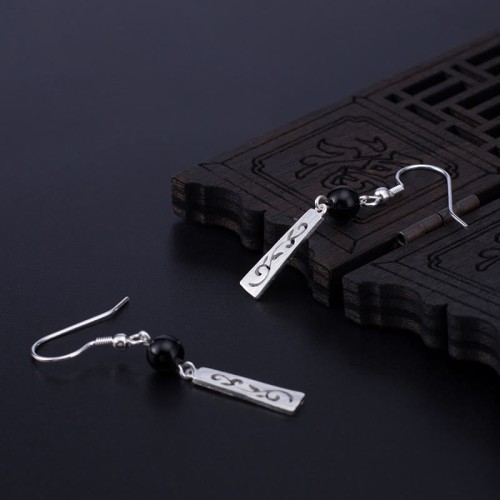 925 Sterling Silver Black Onyx Vine Protection Drop Earrings 925 Sterling Silver Black Onyx Vine Protection Drop Earrings