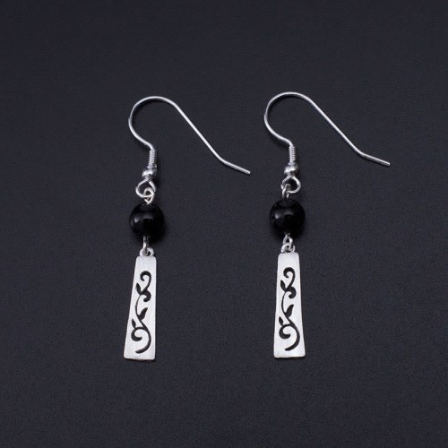 925 Sterling Silver Black Onyx Vine Protection Drop Earrings 925 Sterling Silver Black Onyx Vine Protection Drop Earrings