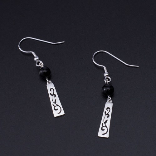 925 Sterling Silver Black Onyx Vine Protection Drop Earrings 925 Sterling Silver Black Onyx Vine Protection Drop Earrings