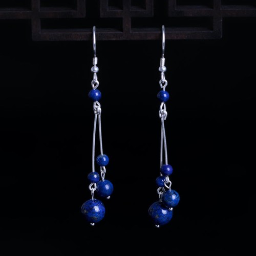 925 Sterling Silver Lazurite Serenity Drop Earrings 925 Sterling Silver Lazurite Serenity Drop Earrings