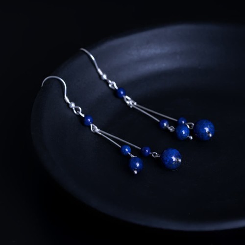 925 Sterling Silver Lazurite Serenity Drop Earrings 925 Sterling Silver Lazurite Serenity Drop Earrings