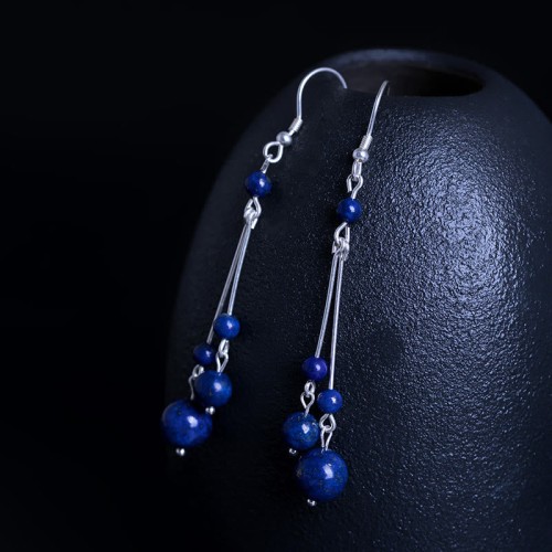 925 Sterling Silver Lazurite Serenity Drop Earrings 925 Sterling Silver Lazurite Serenity Drop Earrings