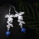 925 Sterling Silver Lazurite Ethnic Flower Earrings 925 Sterling Silver Lazurite Ethnic Flower Earrings
