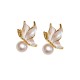 925 Sterling Silver Gold-Plated Natural Pearl Butterfly Wisdom Stud Earrings 925 Sterling Silver Gold-Plated Natural Pearl Butterfly Wisdom Stud Earrings