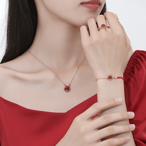 Flash Sale: 925 Sterling Silver Year of the Dragon Red Agate Dragon Protection Jewelry Set Flash Sale: 925 Sterling Silver Year of the Dragon Red Agate Dragon Protection Jewelry Set