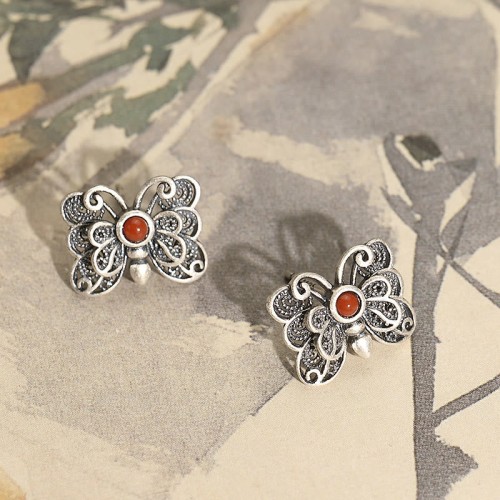 925 Sterling Silver Red Agate Butterfly Self-acceptance Jewelry Set 925 Sterling Silver Red Agate Butterfly Self-acceptance Jewelry Set