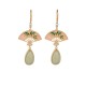 Green Aventurine Fan Pattern Luck Drop Earrings Green Aventurine Fan Pattern Luck Drop Earrings
