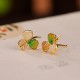 925 Sterling Silver Plated Gold Hetian Jade Shamrock Necklace Earrings 925 Sterling Silver Plated Gold Hetian Jade Shamrock Necklace Earrings