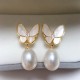 925 Sterling Silver 18K Gold Copper Pearl Butterfly Optimism Stud Earrings 925 Sterling Silver 18K Gold Copper Pearl Butterfly Optimism Stud Earrings