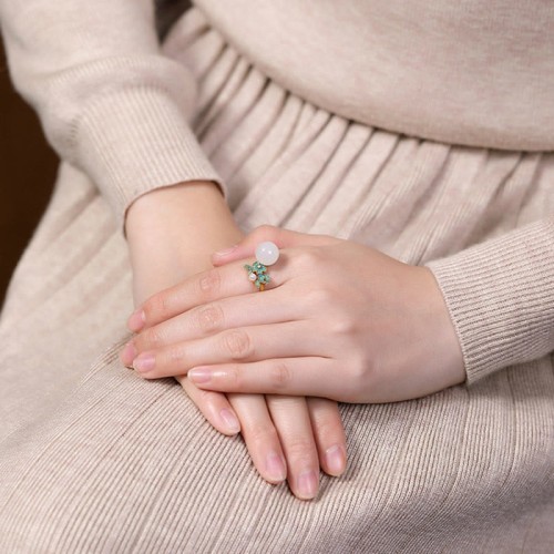 White Jade 925 Sterling Silver Pearl Flower Blessing Jewelry Set White Jade 925 Sterling Silver Pearl Flower Blessing Jewelry Set