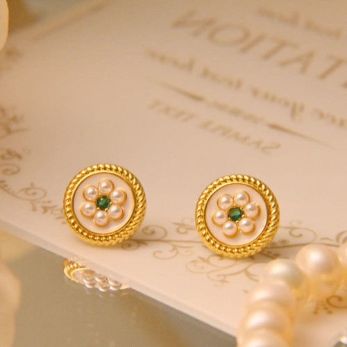 Enamel Flower Luck Earrings