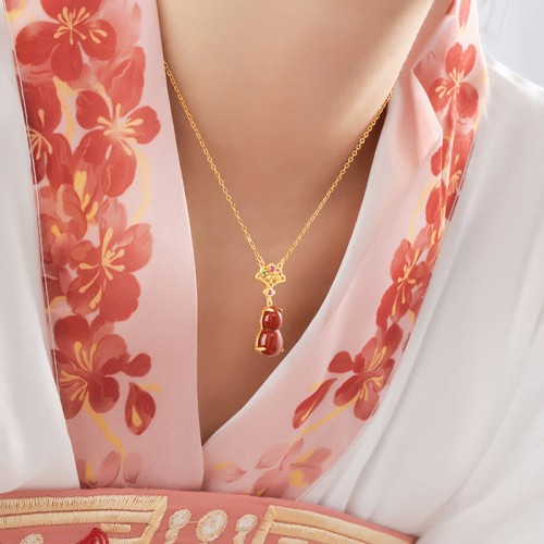 925 Sterling Silver Red Agate Gourd Confidence Jewelry Set 925 Sterling Silver Red Agate Gourd Confidence Jewelry Set