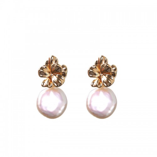 925 Sterling Silver Baroque Pearl Flower Healing Drop Earrings 925 Sterling Silver Baroque Pearl Flower Healing Drop Earrings