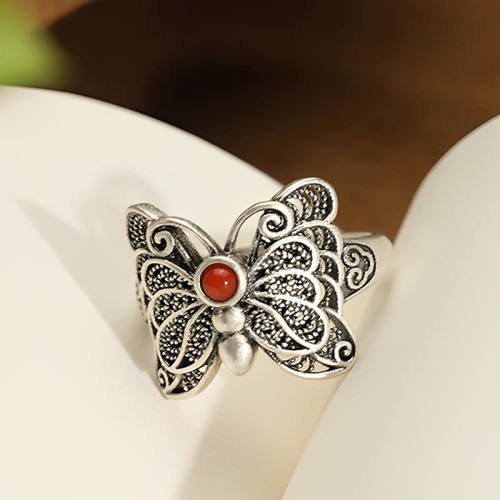 925 Sterling Silver Red Agate Butterfly Self-acceptance Jewelry Set 925 Sterling Silver Red Agate Butterfly Self-acceptance Jewelry Set