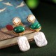 925 Sterling Silver Baroque Pearl Malachite Healing Drop Earrings 925 Sterling Silver Baroque Pearl Malachite Healing Drop Earrings