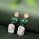 925 Sterling Silver Baroque Pearl Malachite Healing Drop Earrings 925 Sterling Silver Baroque Pearl Malachite Healing Drop Earrings