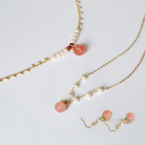 Gold-plated Copper Agate Pearl Positive Jewelry Set Gold-plated Copper Agate Pearl Positive Jewelry Set