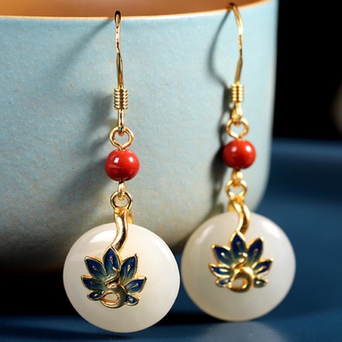 925 Sterling Silver Hetian White Jade Peacock Blessing Jewelry Set 925 Sterling Silver Hetian White Jade Peacock Blessing Jewelry Set