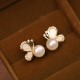 925 Silver 18K Gold-Plated Pearl Butterfly Zircon Stud Earrings 925 Silver 18K Gold-Plated Pearl Butterfly Zircon Stud Earrings