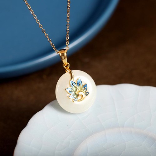 925 Sterling Silver Hetian White Jade Peacock Blessing Jewelry Set 925 Sterling Silver Hetian White Jade Peacock Blessing Jewelry Set
