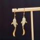 Fish Pattern Jade Luck Drop Earrings Fish Pattern Jade Luck Drop Earrings