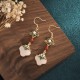 Lucky Four-Leaf Clover Jade Copper Earrings Lucky Four-Leaf Clover Jade Copper Earrings