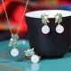 White Jade 925 Sterling Silver Pearl Flower Blessing Jewelry Set White Jade 925 Sterling Silver Pearl Flower Blessing Jewelry Set