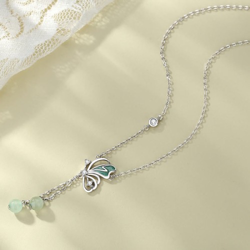 925 Sterling Silver Green Aventurine Butterfly Luck Jewelry Set 925 Sterling Silver Green Aventurine Butterfly Luck Jewelry Set
