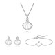 925 Sterling Silver Tridacna Stone Shell Blessing Jewelry Set