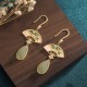 Green Aventurine Fan Pattern Luck Drop Earrings Green Aventurine Fan Pattern Luck Drop Earrings