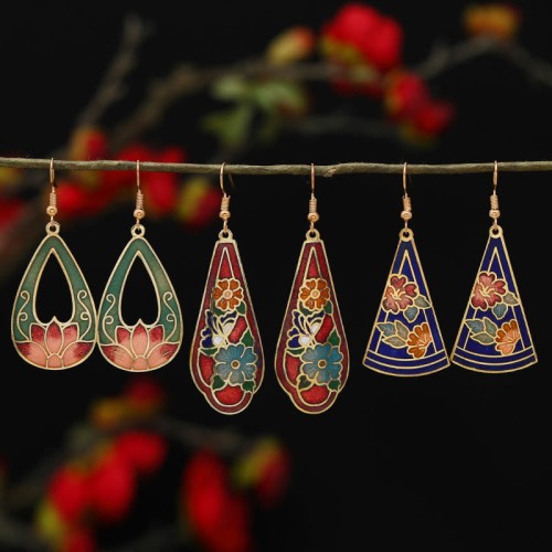 Lotus Butterfly Flower Alloy Copper Enlightenment Earrings Lotus Butterfly Flower Alloy Copper Enlightenment Earrings