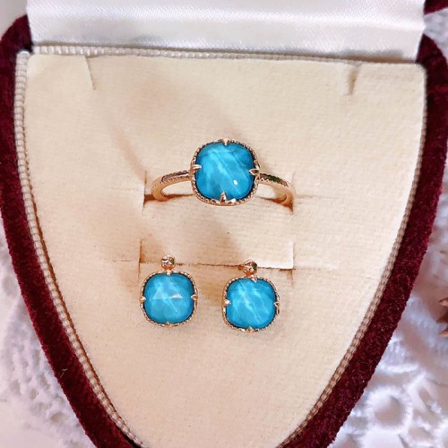 925 Silver Gold-Plated Turquoise Protection Set 925 Silver Gold-Plated Turquoise Protection Set