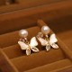 18K Gold-Plated Copper Shell Pearl Butterfly Stud Earrings 18K Gold-Plated Copper Shell Pearl Butterfly Stud Earrings