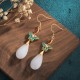 FengShui White Jade Luck Drop Earrings FengShui White Jade Luck Drop Earrings