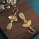 Green Aventurine Fan Pattern Luck Drop Earrings Green Aventurine Fan Pattern Luck Drop Earrings